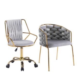 Combo Gris: silla de oficina Fiore + sitial Monet gris