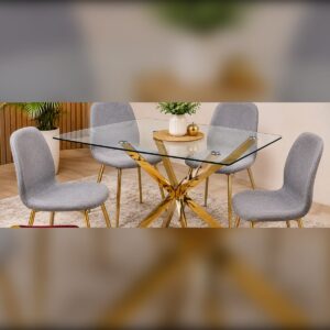 Juego de Comedor 5 Piezas Vidrio Gold
