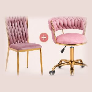 Combo King & Queen: Silla Monet + Silla de Oficina Rossi (Rosado)