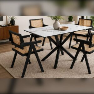 Combo Elegancia y Estilo: Mesa Madrid Stone + 4 Sillas Chandigarh