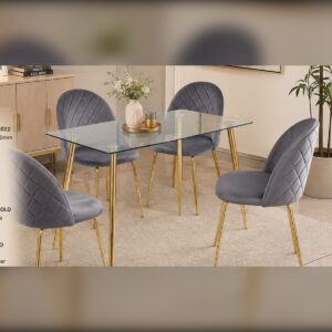 Juego de Comedor Strong Rectangular + 4 Sillas Serena Gold