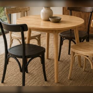 Combo Elegancia: Mesa Vema Redonda + 4 Sillas Luisa